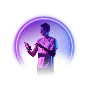 Todd young man holds an electronic tablet 2024-06