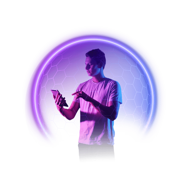 Todd young man holds an electronic tablet 2024-06