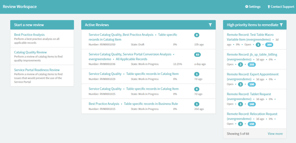ServiceNow Review Workspace