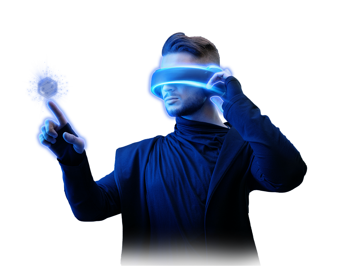 Alex with neon headset virtual reality 2022-02
