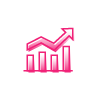 bar graph trending up icon thirdera pink-1