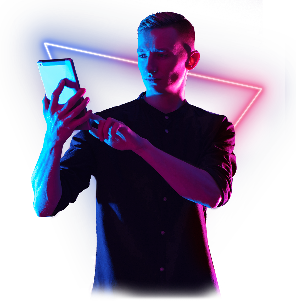kevin neon triangle on phone 2022-01